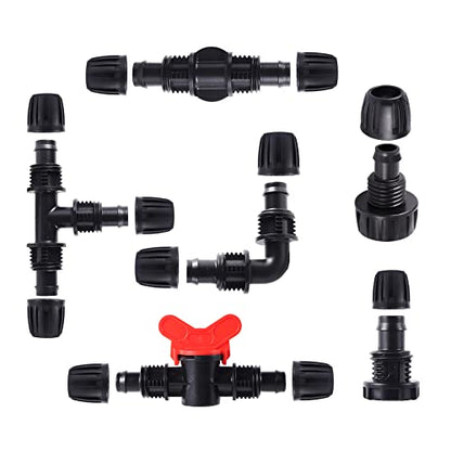 16 Pcs 1/2 inch Tubing Irrigation Fittings Kit,Anti-Drip Connectors - size: 1/2 inch Irrigation Fittings kit