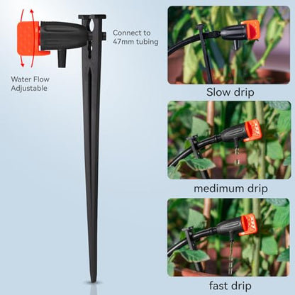 1/4" Drip Irrigation Drippers with Support Stakes, 25 Set - color: 25set Drippers with Support Stakes