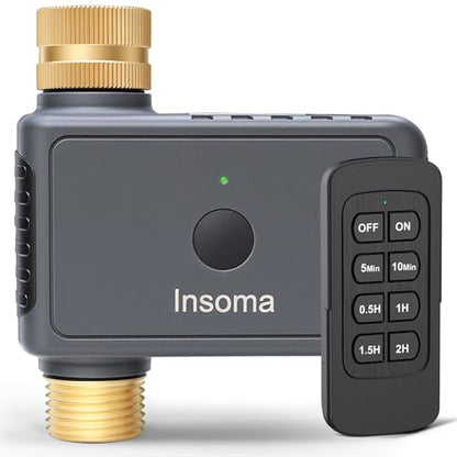Insoma Remote Control Sprinkler Timer with Brass Inlet & Outlet, Garden Hose Timer Turns Water Off Automatically, Up to 120 Minutes of Run Time, for Faucet, Lawn, Drip, Soaker Hose, IP55 Waterproof - size: 1 Zone-RC-Brass Value