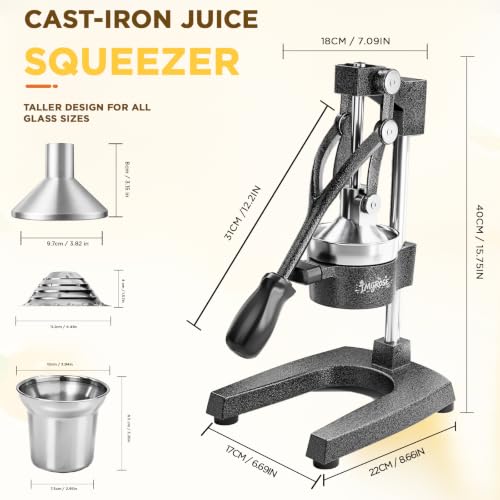 Manual Lemon Juicer Squeezer – Hand juicer Cast Iron - color: Dark Grey