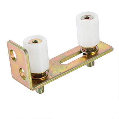 Skelang Slide Gate Guide Roller with L Post Bracket, Adjustable Dual Nylon Rollers Gate Assembly Support for Sliding Rolling Gates 2-5/16" Max Capacity