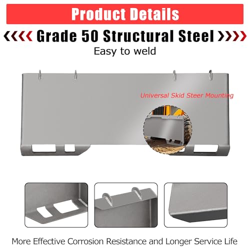 Skid Steer Quick Attach Mount Plate 1/2" Heavy Duty Steel Loader
