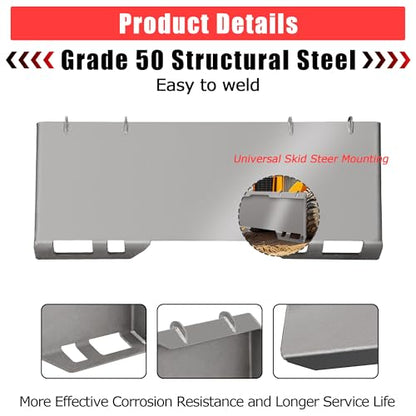 Skid Steer Quick Attach Mount Plate 1/2" Heavy Duty Steel Loader