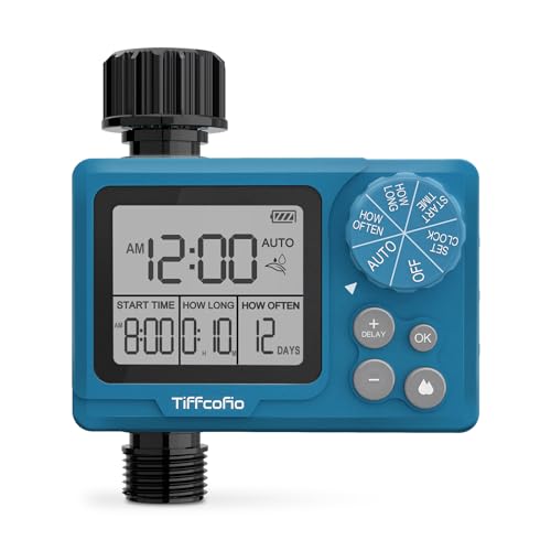 TiFFCOFiO Sprinkler Timer Outdoor, Digital Programmable for Garden Hose, Irrigrtion Timer with Rain Delay and Manual Mode - size: Standard, 1 Pack