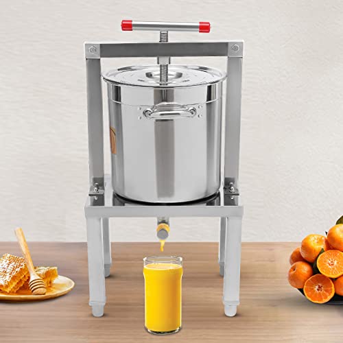 Grape Press, 3.5Gallon/448Oz Stainless Steel Fruit Wine Press with Height Adjustable Stand Apple Cider Manual Press Machine for Grape Honey…