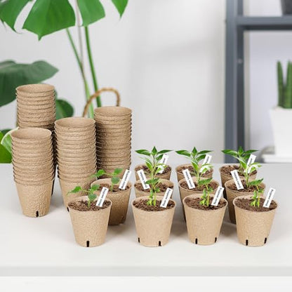 JNYONG 60 Packs 3.15 Inch Peat Pots,Garden Germination Nursery Pots