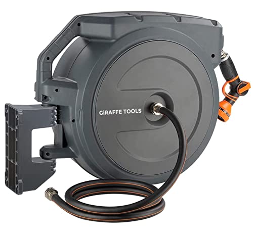 Giraffe Tools Retractable Garden Hose Reel 5/8" 90FT Metal Bracket - size: 5/8''90ft Metal Bracket