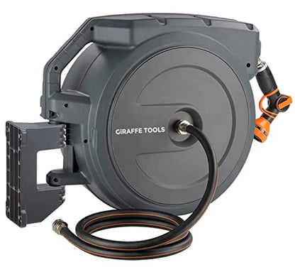 Giraffe Tools Retractable Garden Hose Reel 5/8" 90FT Metal Bracket - size: 5/8''90ft Metal Bracket