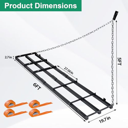 6 FT Drag Harrow Driveway Grader with 5 FT Chain - size: 6 FT