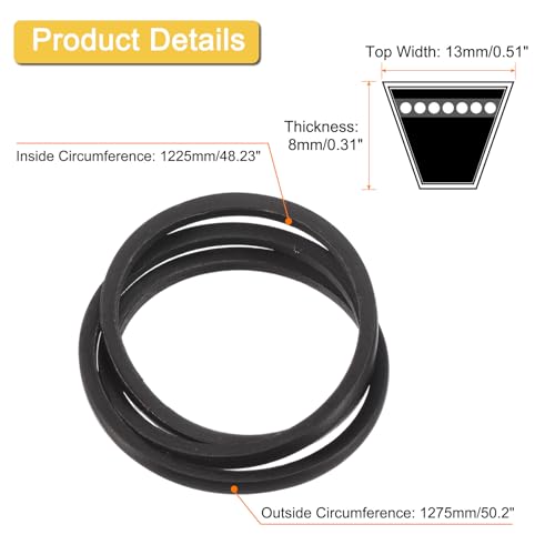 uxcell A48 1/2 Classic Wrapped V-Belt,50" Outer Circ A Profile,Black - size: A48 1/2