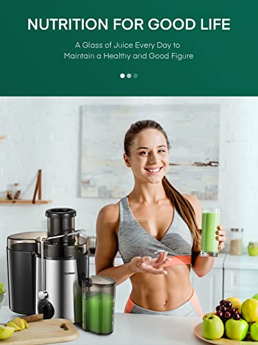 HOUSNAT Juicer Machines for Whole Fruit and Vegetables, 3 Speed Setting - color: Silver