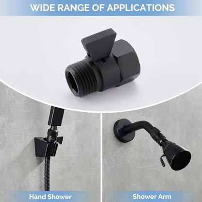 Angle Simple Shower Valve, Water Flow Control Shut Off Valve, Matte Black - color: Matte Black