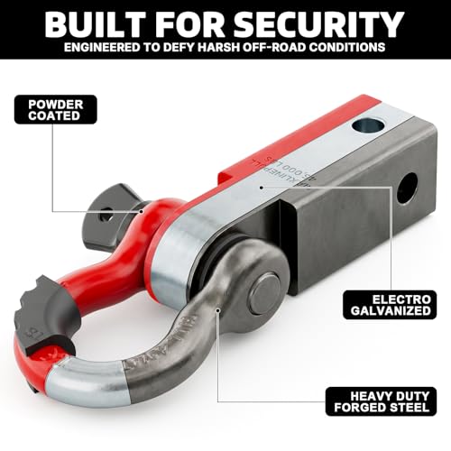 AUTOBOTS Shackle Hitch Receiver 2", Heavy Duty Recovery Hitch Red-Red - color: RED-RED