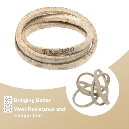 uxcell 3LK380 Cord Belt Grey, 3/8" x 38" Lawn and Garden Aramid V-Belt for Mower Deck - size: 38"