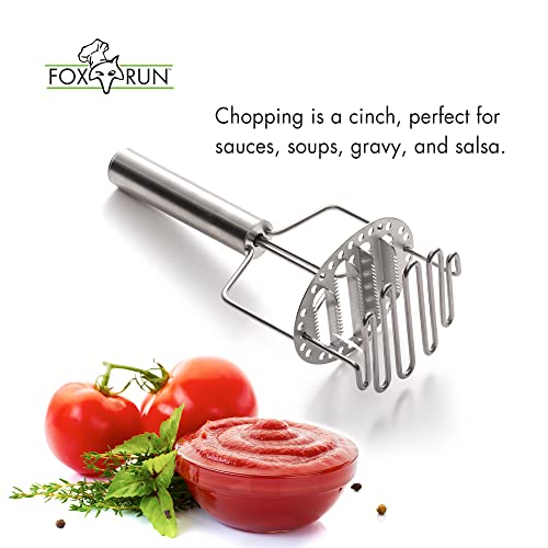 Fox Run Stainless Steel Potato Masher, 3 Level Tomato and Potato Masher, 9.25"