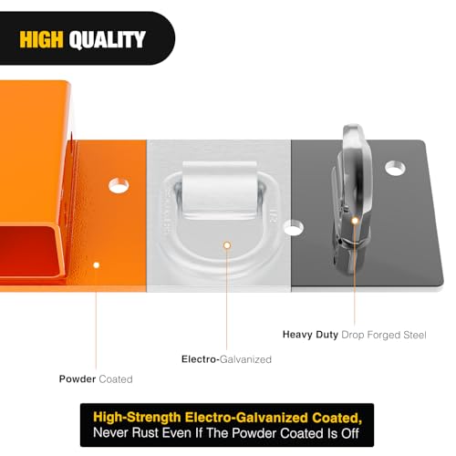 Nilight 3/8" Tractor Bucket Grab Hooks 1/2" D Rings & 2" Receiver Orange - color: Grab Hooks w/ Ring/Receiver Orange