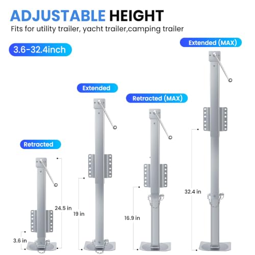 8000 lbs Trailer Jack, 20-24V Drill Compatible, Silver - color: Sliver