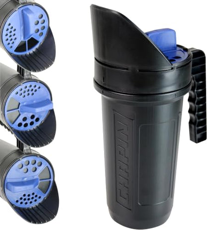 Chapin 8740A: 64-Ounce Black Poly Hand Shaker Spreader for Turf, Fertilizer, Grass Seed, Salt and Sand, Year-Round Use, Large Grip Handle with 3 Openings for Pellets and Particles (Pack of 6) - size: 64 Ounces (Pack of 6), style: Hand Shaker