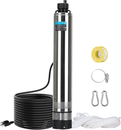 LEO 1.5HP Shallow Deep Well Pump 170FT Head Deep Well Submersible Pump - size: 1902GPH