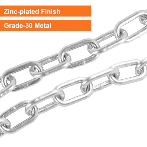 1/4" x 27" Grade 30 Boat Safety Chain with Spring Hooks - size: 1/4" X 27"