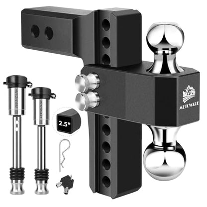 METOWARE 2.5'' Aluminum Adjustable Trailer Hitch, 8'' Drop/Rise,18K GTW - color: Black, size: 8'' Drop