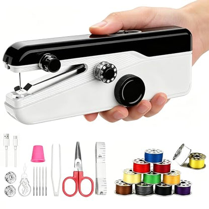 Handheld Sewing Machine, Heavy Duty Mini Sewing Machine 2-Speed 2 Power Modes Quick Sewing Kit Hand Sewing Machines Stitching for Beginners Adult, Portable Sewing Machine Suitable for DIY/Home/Travel