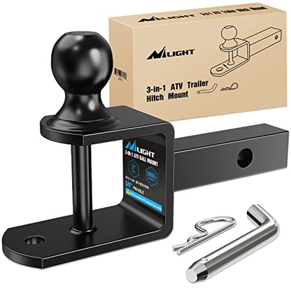 Nilight ATV UTV Trailer Hitch 3-in-1 Fits 1-1/4" Receiver with 2 inch Ball - color: 1.25" Hitch Receiver with 2" Ball