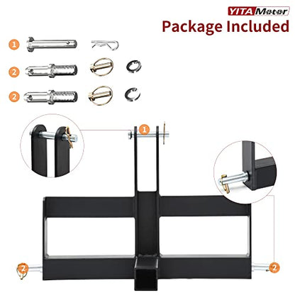 YITAMOTOR 3 Point Trailer Quick Hitch with 2" Receiver for CAT 1 Tractor - color: Black