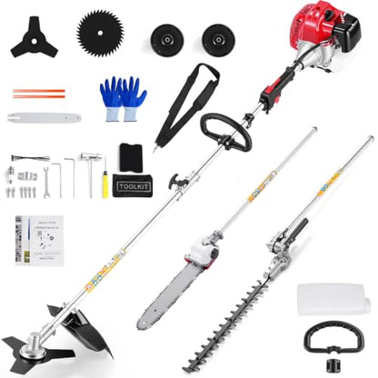 58CC 2-Cycle Gas Powered Weed Wacker, 5-in-1 Multi-Function String Trimmer - color: Red-1