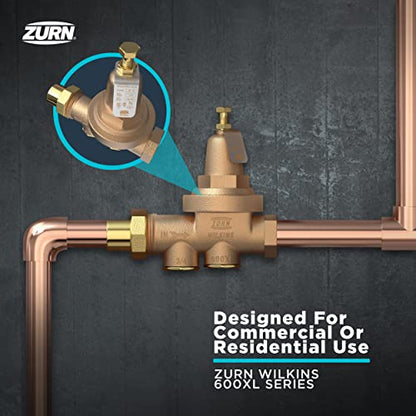 Zurn Wilkins 114-600XLHR 1-1/4" 600XL Pressure Reducing Valve with spring range from 10 PSI to 125 PSI, factory set at 50 PSI - size: 1.25 Inch