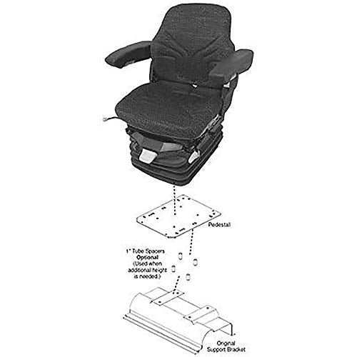7922-P6688 Black/Gray Seat & Suspension Assy Fits John Deere, Case IH