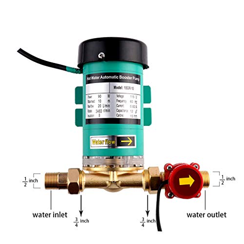 Pressure Pumps 115V/60Hz 3/4 inch Outlet 90W Water Pressure Booster Pump Automatic Shower Booster Pump with Water Flow Switch for Home Shower - size: 10M 90W 3/4"