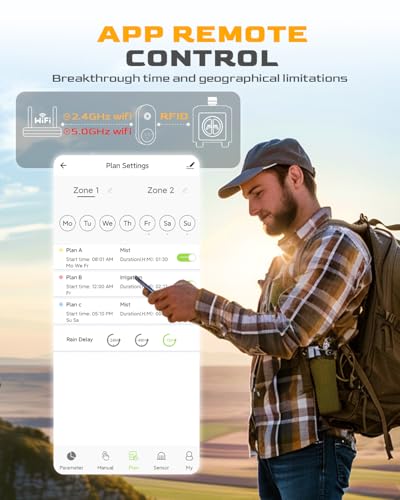 RAINPOINT WiFi Water Timer with Brass Inlet, 2 Outlets Sprinkler Timer,Automatic Irrigation System Controller, APP & Voice Control, Irrigation by Weather/Quantity/Soil Moisture - color: Pale Yellow, size: 2 Zone
