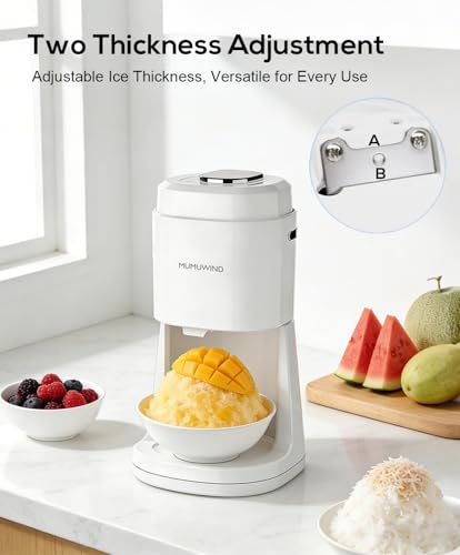 Shaved Ice Machine for Home, Electric ice Shaving Machine with 2 Ice Cups, Ice Shaver, Snow Cone Machine, Ice Crusher Snowcone Maker for Kids Birthday Party, House Warming Gifts (White) - color: White
