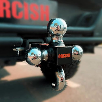 ORCISH Tri-Ball Trailer Hitch Mount with Tow Hook & Pin for 2" Receiver - color: 2"-Standard-Chrome