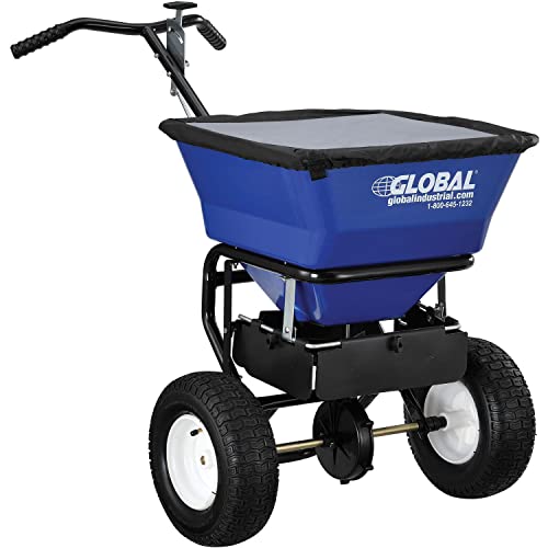 Global Industrial Walk-Behind Universal Spreader, 100 Lb. Capacity, Blue
