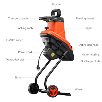 AIVOLT 15A Electric Wood Chipper Shredder Mulcher 21:1 Reduction Ratio - size: Standard