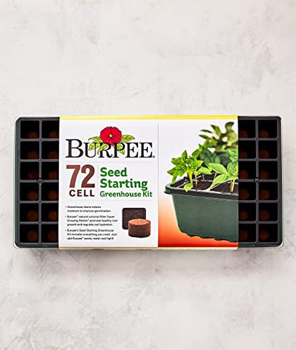 Burpee 72 Cell Seed Starting Kit with Greenhouse Dome and Coir Pellets - size: One Size