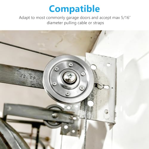 3" Heavy Duty Garage Door Pulley Kit, Blue White Zinc Plated, 3/8" Bore, 200 lb Load, 4 Sheave Pulleys, 2 Clevis Forks, 4 Bolts and Nuts - color: Silver