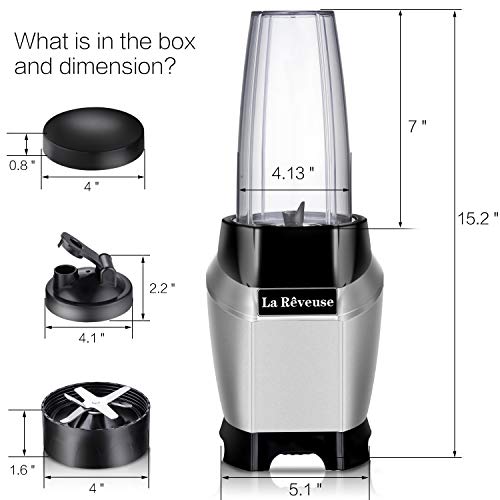 La Reveuse 1000W Power Blender For Smoothies, Shakes, Frozen Drinks, Silver - color: Silver
