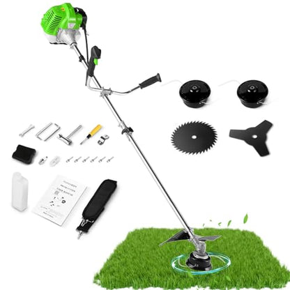 58CC 4 in 1 Gas Powered Weed Wacker, Brush Cutter, 18.5 in Cut Path Green - color: Green