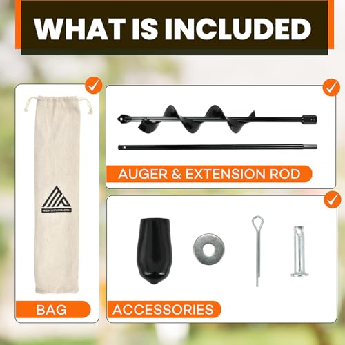 Auger Post Hole Digger 3" Wide 32" Deep - Earth Auger - Trench Digger - Hole Digger Tool for Fence Posts - Electric Post Hole Digger Handles - style: 3" X 32"