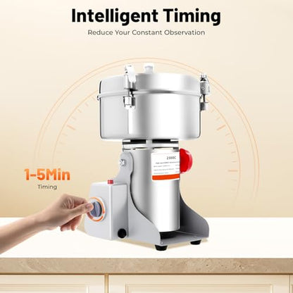 110V Electric Grain Mill, Electric Grain Grinder Stainless Steel Mill Countertop Small Electric Grain Grinding Machine Pulverizer Grinder Machine for Kitchen Dry Grains Wheat Spices(Silver/Style B) - color: Silver/Style B