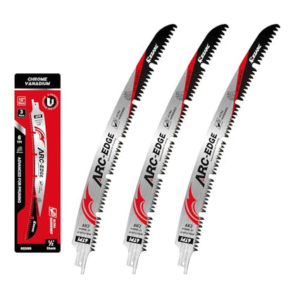 EZARC Arc Edge Reciprocating Saw Blades, 12-Inch 6TPI for Pruning, 3-Pack - size: 12 Inch