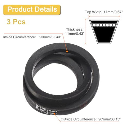 uxcell 3pcs B36 Classic Wrapped V-Belt, 38" Outer Circ B Profile V-Belt - size: B36