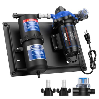 CrestWave 110V RV Water Pump with 1L Accumulator Tank - 7 GPM, 70 PSI