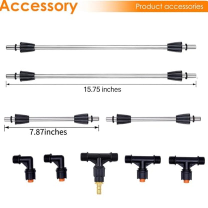 Metal Sprayer Boom Wand with 3 Flow Rate Nozzles -Wide-Coverage Agricultural & Lawn Spray Attachment for Tractors/UTVs