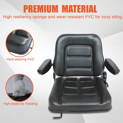 Lawn Mower Tractor Forklift Digger Seat Excavator Universal Adjustable Backrest Armrest For Most Of Heavy Mechanical Seat Such As Forklifts Fit For Toyota Dozers Aerial Lifts Floor Scrubbers Trenchers