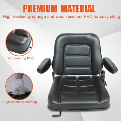 Lawn Mower Tractor Forklift Digger Seat Excavator Universal Adjustable Backrest Armrest For Most Of Heavy Mechanical Seat Such As Forklifts Fit For Toyota Dozers Aerial Lifts Floor Scrubbers Trenchers