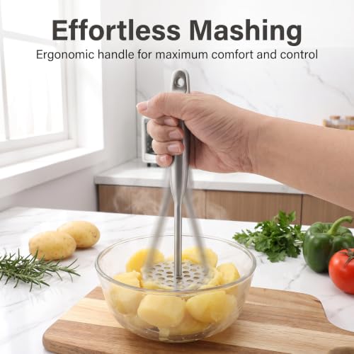 Potato Masher +Peeler 2 in 1 Set 304 Stainless Steel with Ergonomic Handle